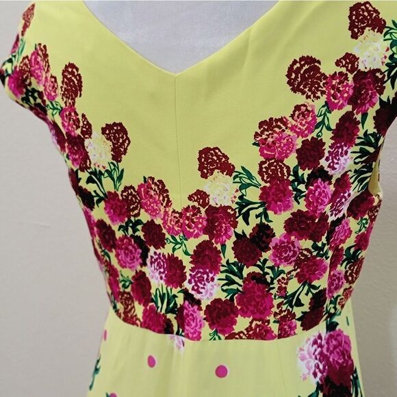 MARC JACOBS Polka Dot & Floral Print Romantic Retro Silk Midi Sunny Dress Size 6 - Picture 6 of 11